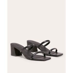 Everlane The‎ Double Strap Heel Black Leather Size 5.5